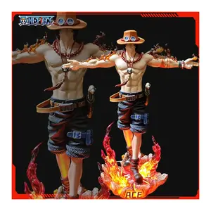 Bandai 28cm One Piece Ace Anime Figure Portgas D Ace Figures Action Figures Gk Figurine Pvc With Light Statue Model Toy Gifts