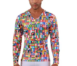 Insta Slim Big and Tall Flags Activewear Long Sleeve V-Neck 5VLST01BT