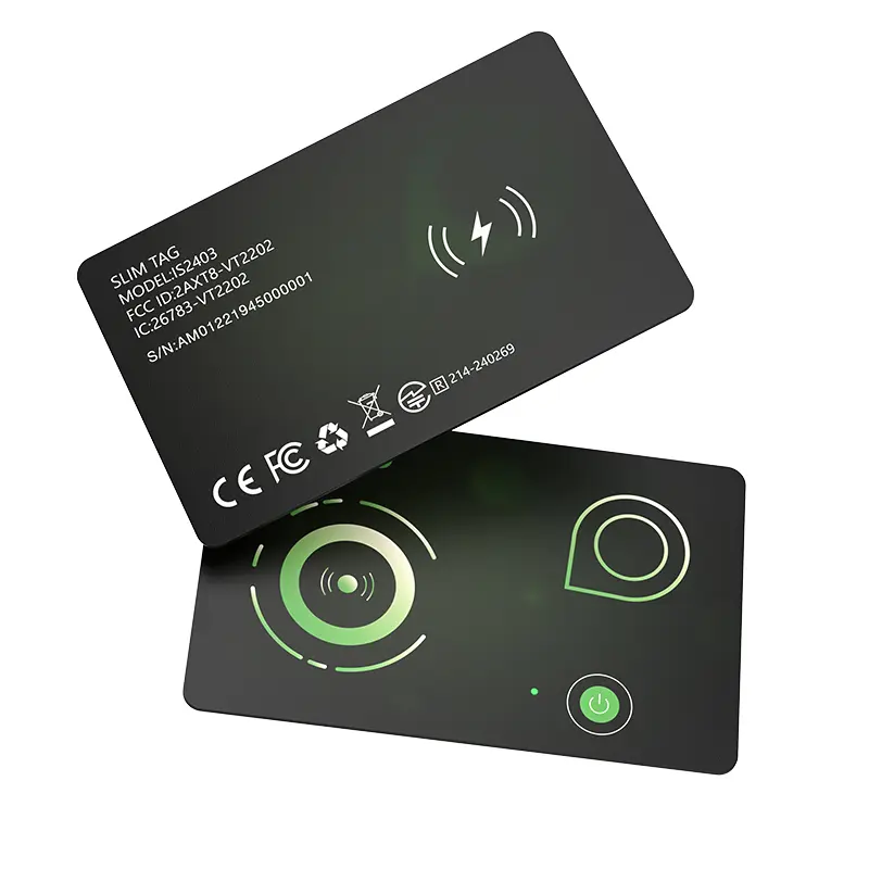 ISOOCO IS2403 Slim Smart Tracking Tag, Bluetooth Wireless Cordless GPS Locator, IP67 Water-Resistant Anti-Lost Finder for iOS Apple Find My App, Wallets & Suitcases