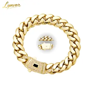 14K Gold-Plated Cuban Bracelet — featuring refined craftsmanship and dazzling white stone inlay. The Miami Cuban design fuses tradition with modern fashion. A perfect gift for him or her. Available in 6mm~14mm, 7.5"/8.5".