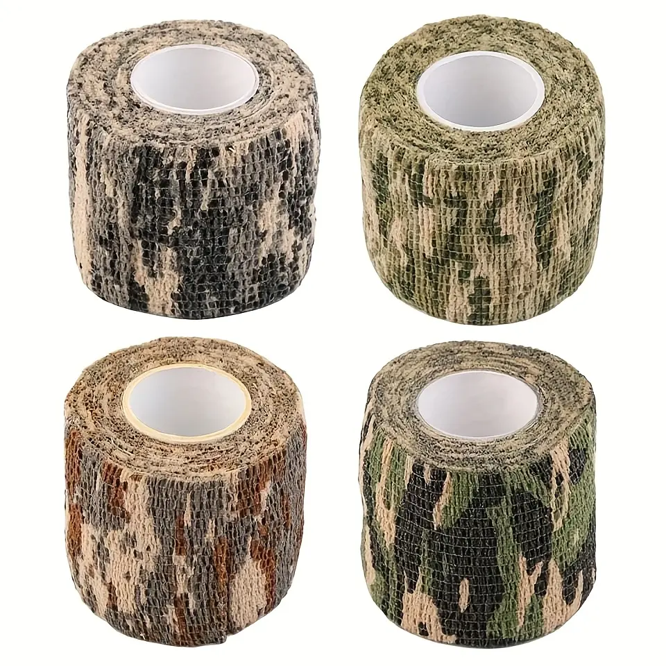 6 Rolls Camouflage Self-Adhesive Wrap Tape – Hunting Accessory, Tactical Equipment, Elastic Camo Gun Wrap for Rifle/Shotgun, No-Residue Grip Tape, Breathable Non-Woven Fabric, Camera & Outdoor Concealment