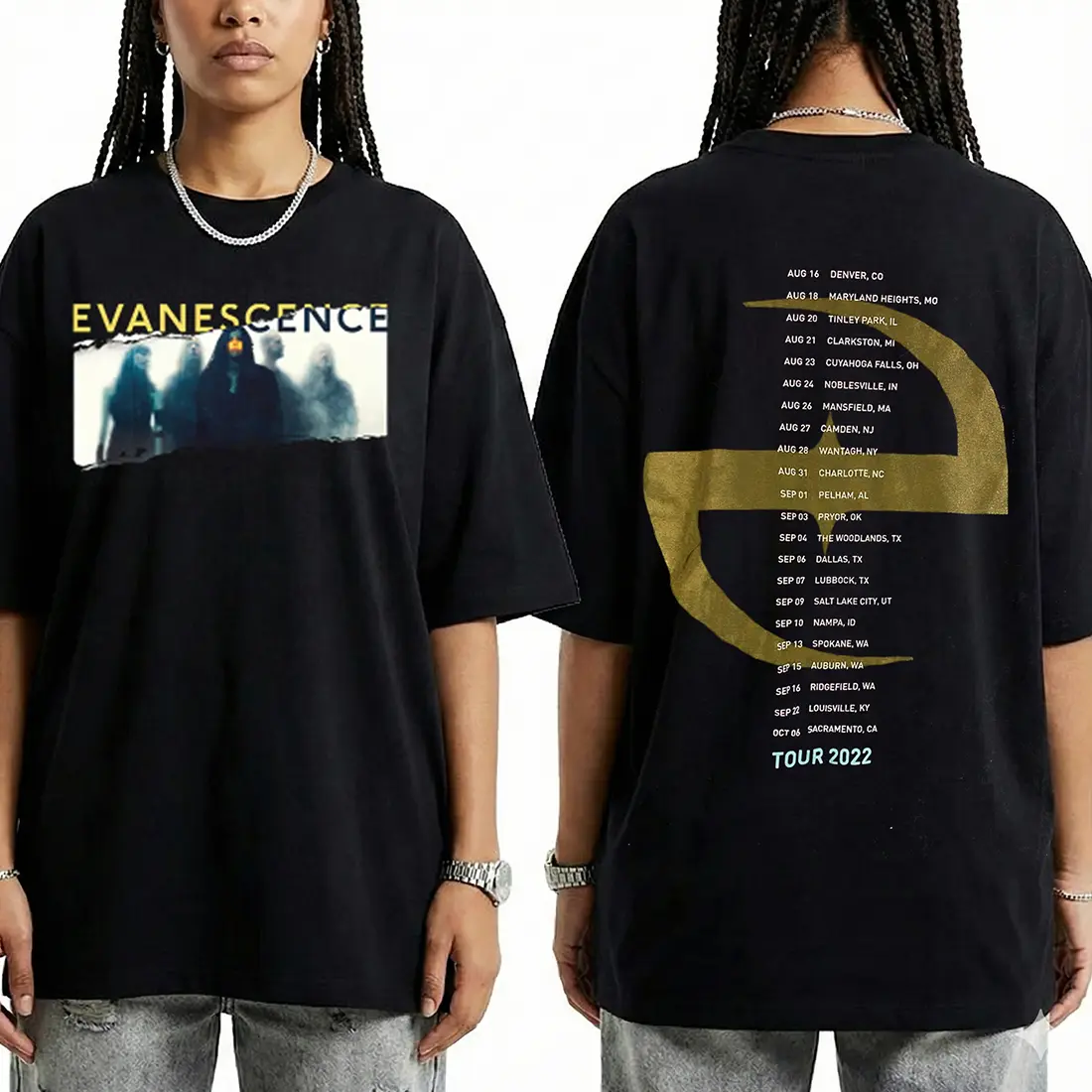 Evanescence World Tour 2026 Two-Sided T-Shirt – Dark Gothic Graphic Tee