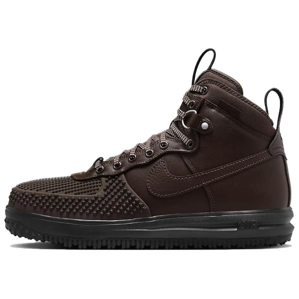 Nike Lunar Force 1 Duckboot Baroque Brown Durable Non-slip High Top Men's Black Metallic Silver DZ5320-201