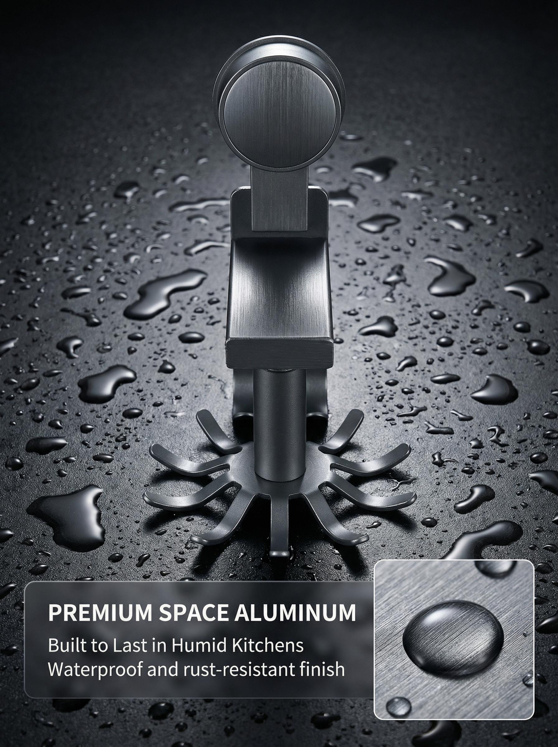 Grade Suction Utility Rack No-Drill Space Aluminum Hook for Bathroom & Kitchen Drill-Free Rotating Storage Hook Rustproof Organizer for Walls Heavy-Duty Suction Power Matte Gray Finish