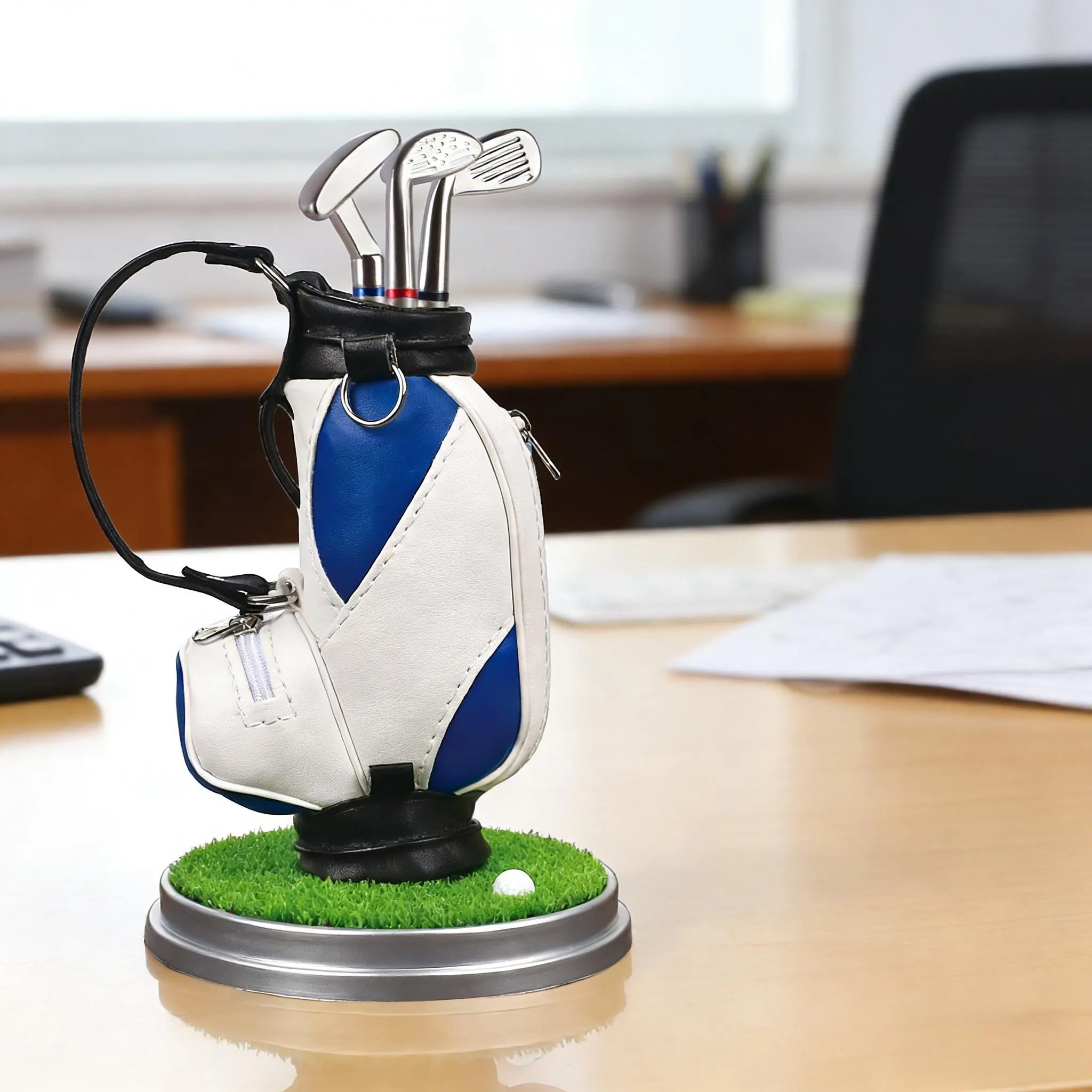 Golf Pen Holder with 3-Pen Set Creative Design Brightens Your Office Desk Perfect Holiday Gift for Office Workers and Gift-Givers