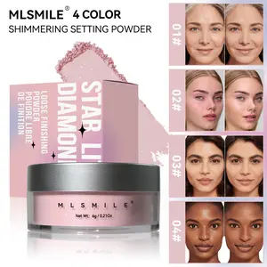 With puff pearlescent loose powder, light and natural setting, high-gloss brightening concealer and oil control powder