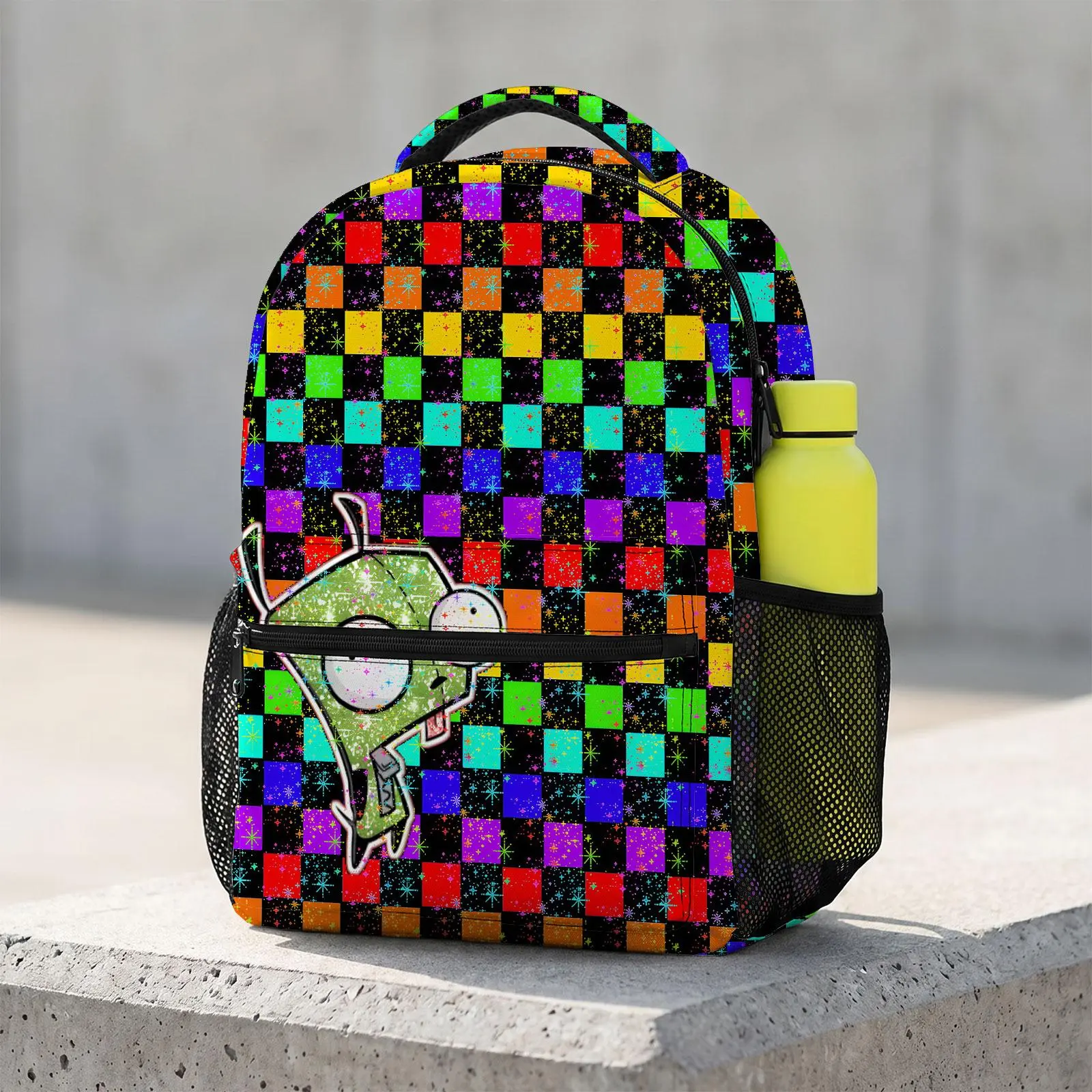 Invader-ZIM Large Capacity Cute Cartoon Animal Travel Bag | Heavy Duty School Backpack with Chest Buckle | Kawaii Printed Bookbag for Boys and Girls