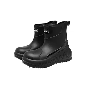 Men's Waterproof Rain Boots, Outdoor Sports Boots, Short Fashionable Non-Slip Wear-Resistant Rubber Shoes, Kitchen Fishing Car Wash Water Shoes, One-Piece Slip-OnRAIMENTRY