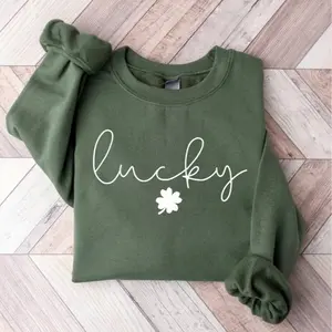 Lucky Sweatshirt, Clover Sweatshirt, St Patricks Day Sweatshirt, Saint Patrick's Pullover, Clovers, Simple Holiday Sweater