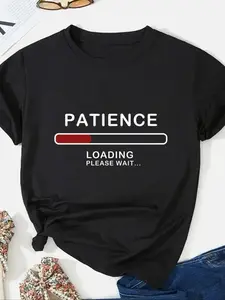 Plus Size Letter & Graphic Print Round Neck Tee, Casual Short Sleeve Crew Neck T-shirt for Summer, Women's Plus Clothing for Daily Wear