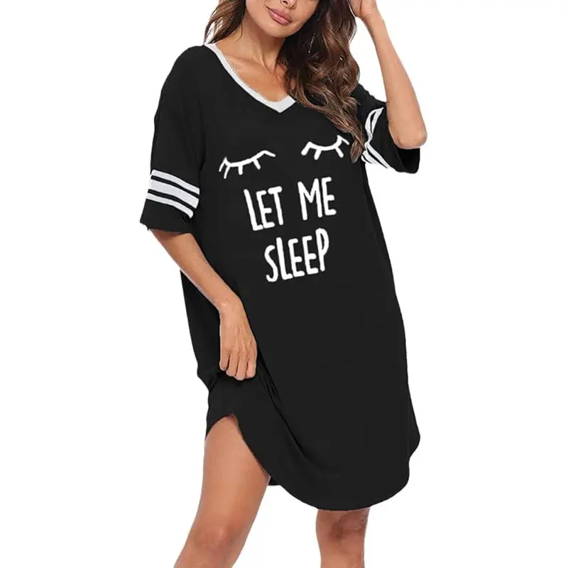 oversized t shirt night dress Women's T-shirt Nightgown Soft V Neck Sleepshirts Comfy Oversized  Nightshirt Plus Size