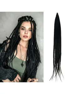 30-inch synthetic dreadlock hair extensions, 10-strand hippie single-end dreadlocks, 0.6 cm wide dreadlock hair extensions, reggae style crochet braids, suitable for women for daily wear and for wearing to concerts.