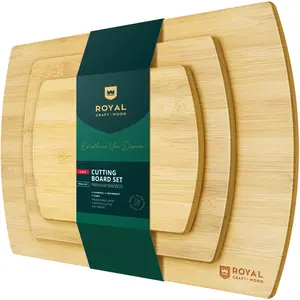 Royal Craft Wood Slim Bamboo Cutting Boards Set of 3, Chopping Boards - Versatile Kitchen Tool for Meal Preparation, Ideal for Cooking & Serving