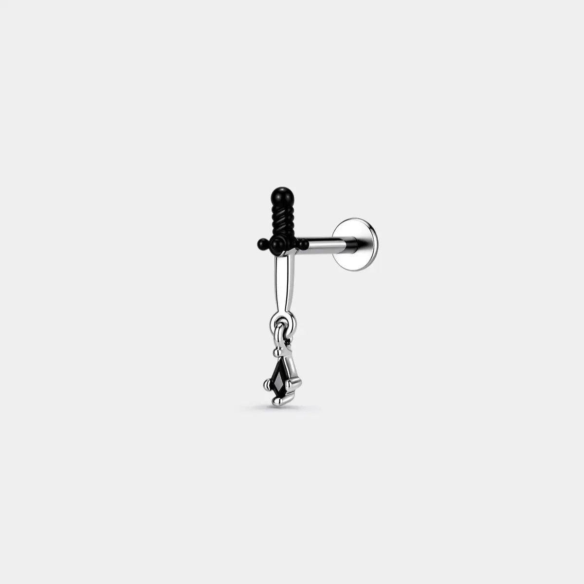 OUFER 16G 8mm Black Cross Charm with Sword Design Helix Cartilage Piercing Jewelry