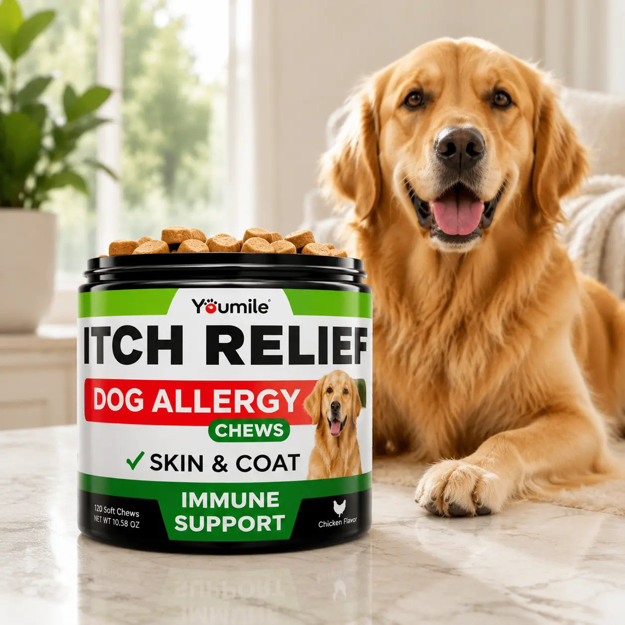 Dog Allergy & Immune Support Soft Chew Treats - Enhances Immune System, Supports Gut Health, No Harmful Additives, Easy-to-Chew Dog Vitamins & Supplements for Pet Healthcare