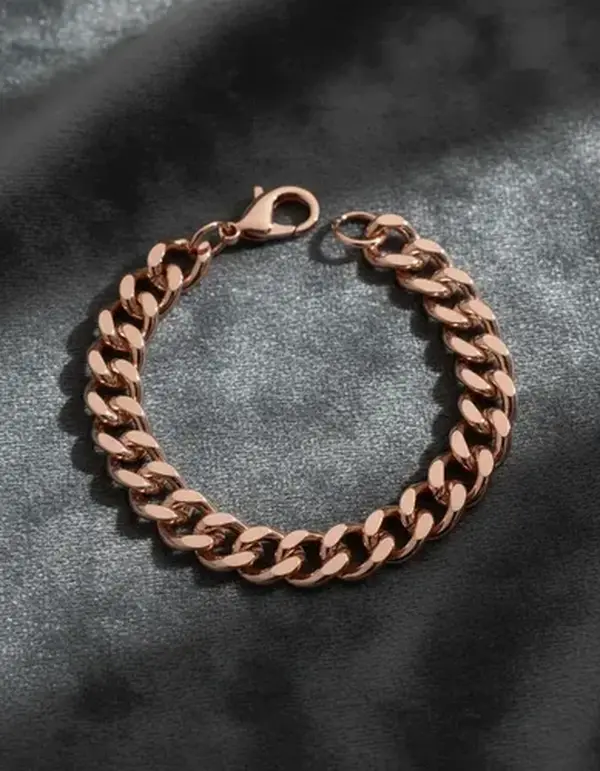 Pure Copper Cuban Link Bracelet Wrist Bangle Healing Jewelry