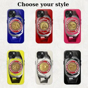 Power Rangers Morpher Dino Coin Pattern Art Tough Case Cover For iPhone 17/16/15/14/13/12/11/X Plus Pro Max Mini, Retro Colorful Power Rangers Phone Case