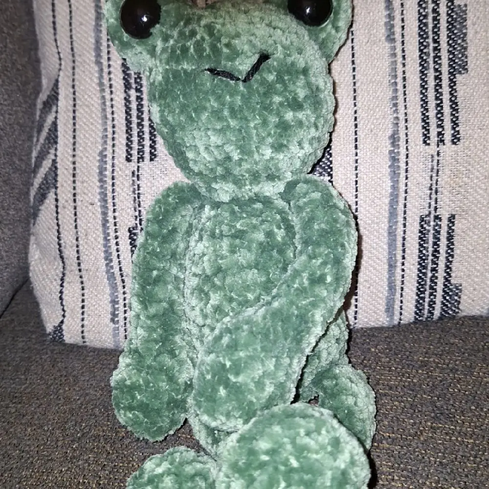 crocheted frog