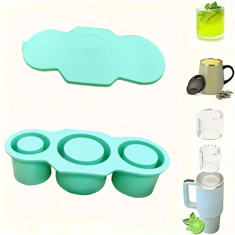 Silicone Ice Cube Tray for Tumbler Cups, Ice Cube Mold with Lid, Easy Release Ice Cube Maker for Home, 2024 Kitchen Gadgets