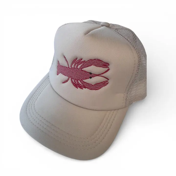 Crawfish Embroidered Trucker Hat, Crawdaddy hat, crawfish boil, Foam Front Crawfish hat is great for back yard boils, parties and more.