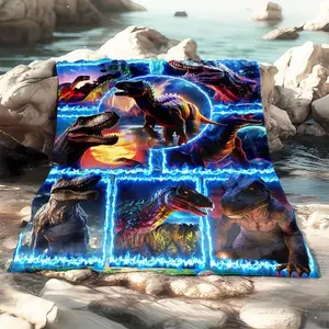 1 Count Modern Style 3D Dinosaur Print Soft Blanket, Dinosaur Pattern Blanket, Warm Blanket ForSofa, Bed, Living Room, Office, Couch, Travel,Camping