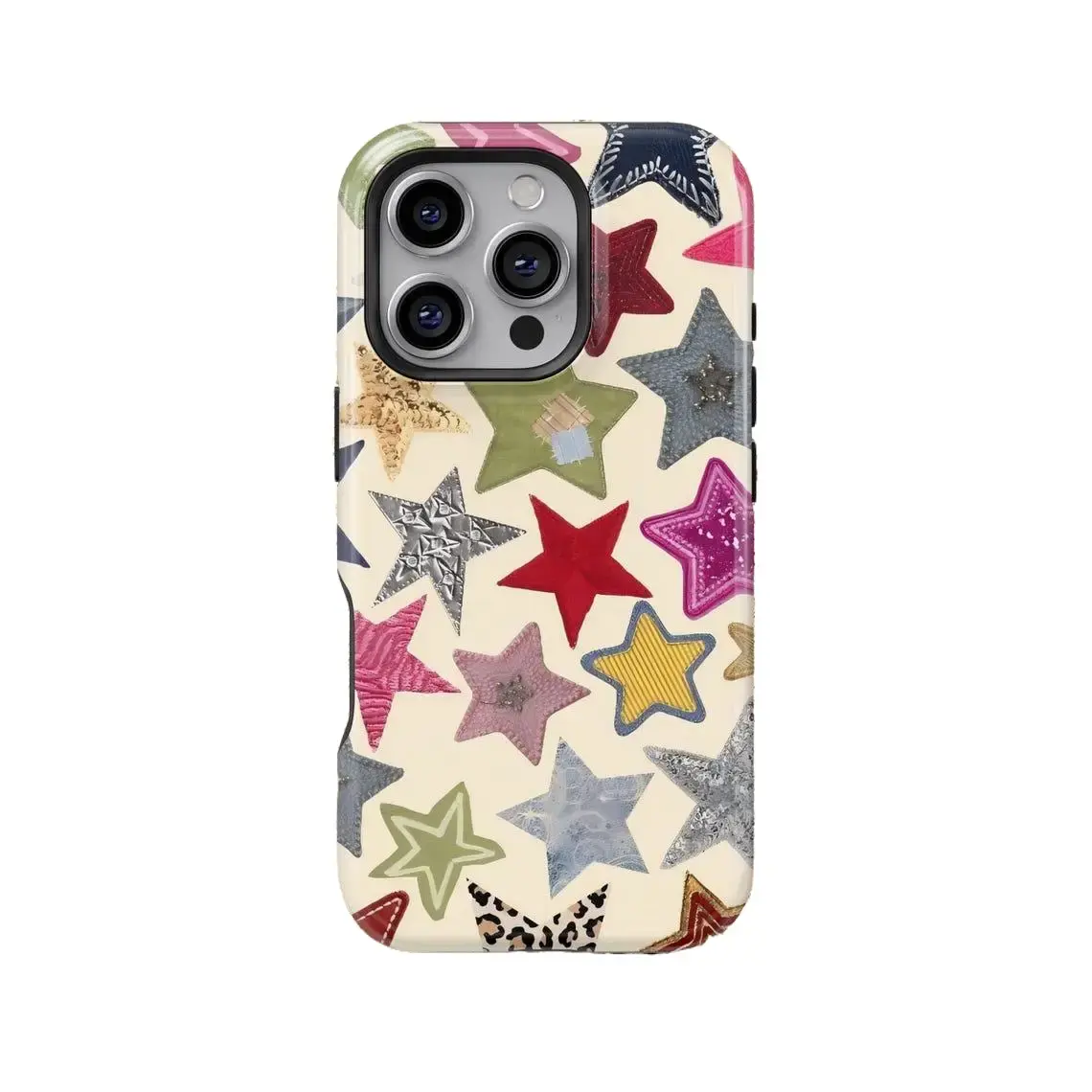 Whimsical Colorful Stars Collage Phone Case, Y2K Trendy Star Pattern Cover  Y1567 | Phone Case Compatible with iPhone 17 16 15 14 13 12 11 pro pro max & Samsung S26 S25 S24 S23 S22 Durable Protection Dual Layer Design Glossy