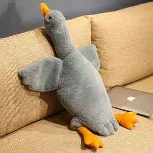 50-190cm Large Yellow Hug Stuffed Animal Duck Kawaii Giant Goose Plush Toy Sleeping Pillow Big Soft Doll Party Gift for Children