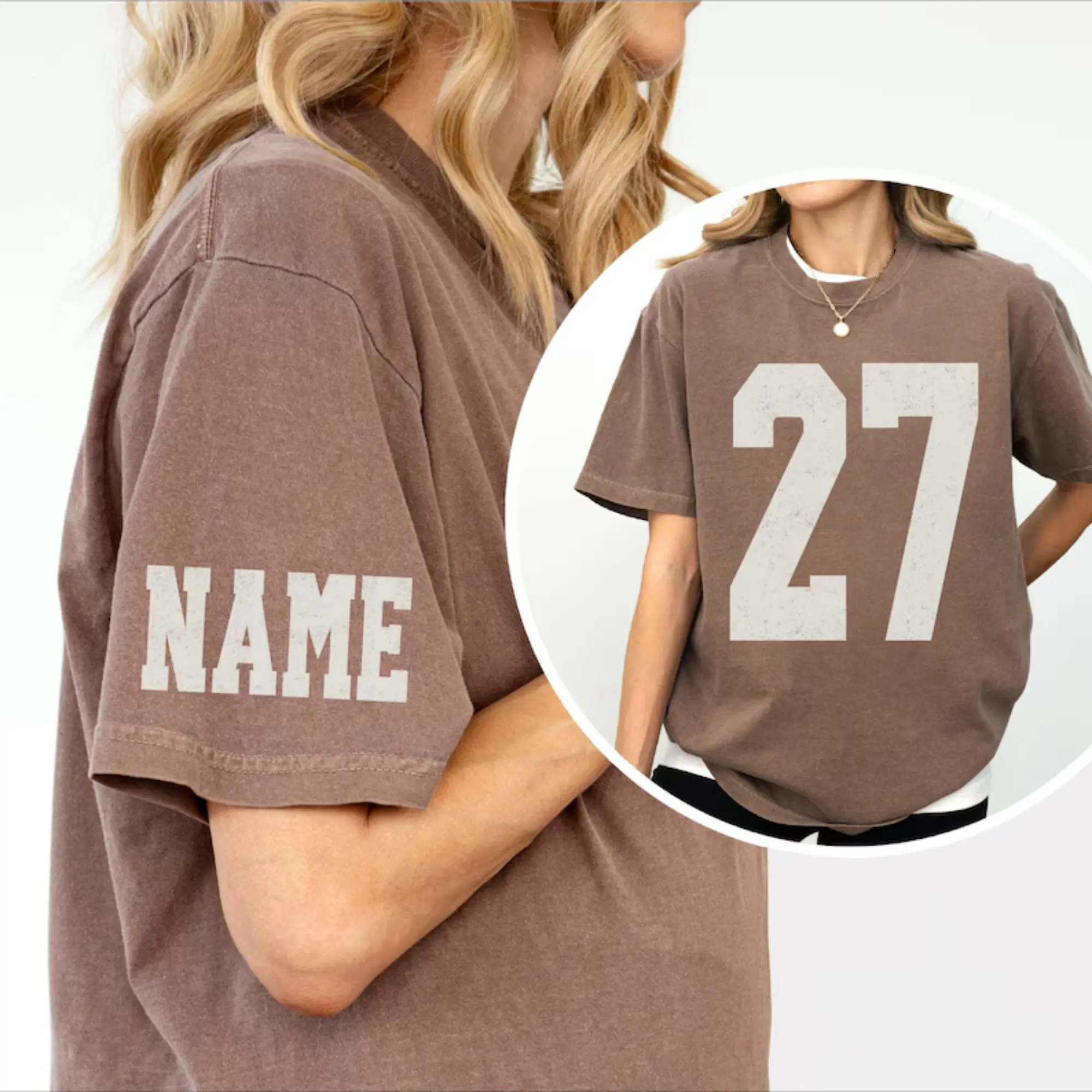 Women's Comfortable Fitted Short-Sleeve Custom Name-Number T-Shirt - Everyday Comfort Colors Tee for College Football Team & Family
