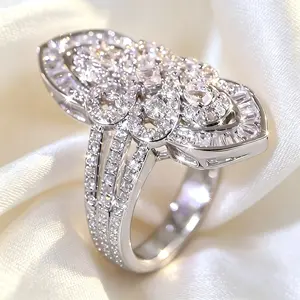 Elegant Marquise & Round Cluster Ring, Promise Ring for Girlfriend, Multi-Row Split Band, Timeless Cocktail Jewelry for Parties & Daily Wear