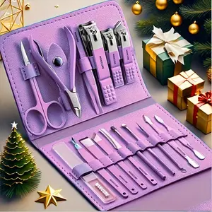 One set of 16-piece nail clipper set, suitable for home use, for girls, including nail scissors, nail clippers, pedicure tools, scissors, ear scoops, dead skin pliers, keratin pliers, and a set of nail decorating tools, Nail Art Tools, Nail Care Tool