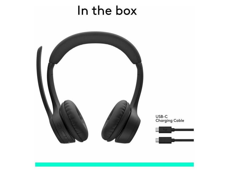 Logitech Zone 300 Wireless Bluetooth Headset With Noise-Canceling Microphone, Compatible with Windows, Mac, Chrome, Linux, iOS, iPadOS, Android - Black