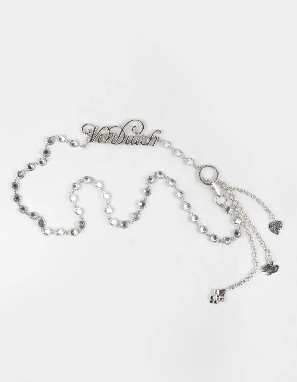 VON DUTCH Script Womens Chain Belt, Silver