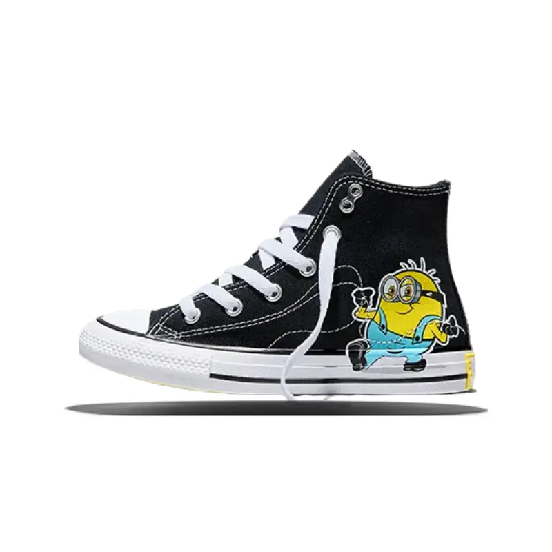 Converse Youth Chuck Taylor All Star x Minions High-Top Canvas Footwear - Cushioned Insole Trainer, Casual Shoe, High-Top Chunky Casual Trainers for Youth, Walking Shoes