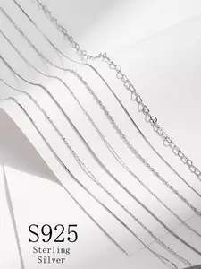 925 Sterling Silver Women's Elegant Chain Necklace, Fashion Jewelry for Party, Daily Clothing Decor, Trendy All-match & Exquisite Jewelry for Birthday Gift