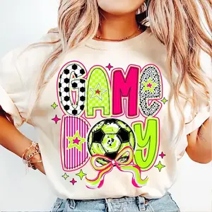 Soccer Game Day Tshirt, Soccer Coquette Shirt, Soccer Mama, Soccer Lightning Bolt Fabric Loose