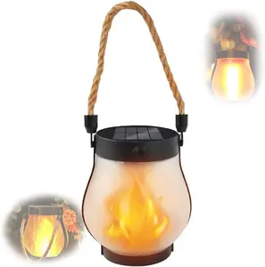 BougeRV 5.5 inch Solar Lantern Outdoor Lights 2025 new, Upgraded Flickering Flame Solar Lantern Outdoor Waterproof Lights, Solar Lanterns for Patio Garden Decoration, Flame Garden Lanterns for Outdoor Patio Trail Decorations, Holiday Decoration