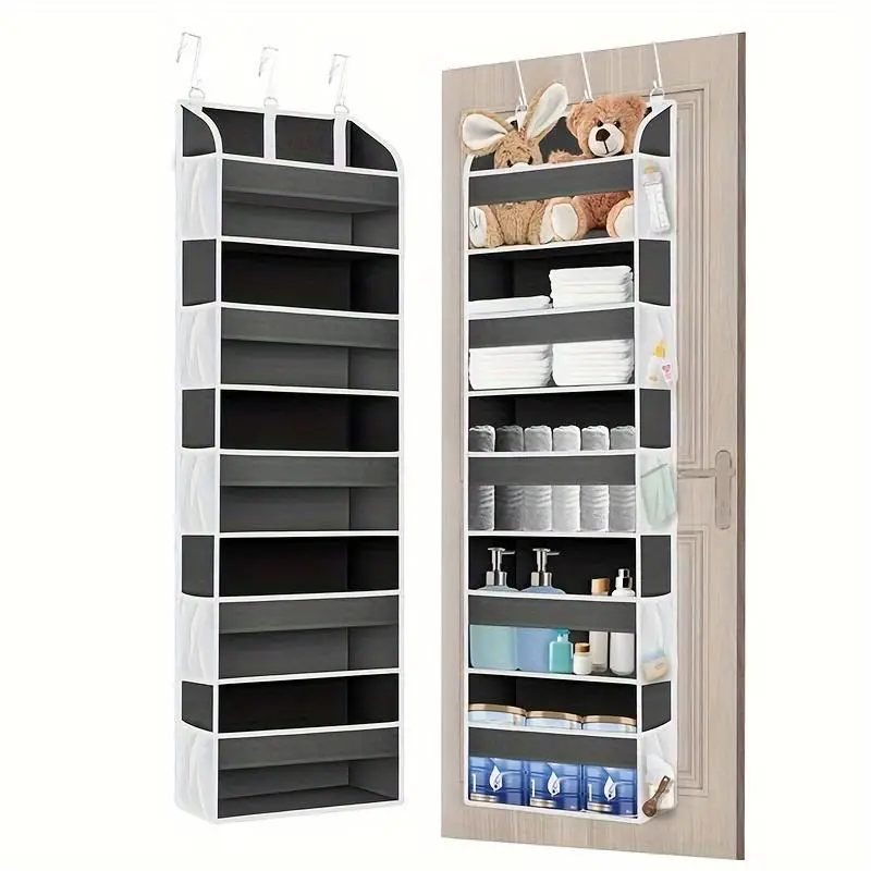 Over The Door Adjustable Hanging Storage Bag, 1 Count 5-layer Hanging Storage Organizer with 5 Large Pockets & 10 Mesh Side Pockets for Bedroom Dormit