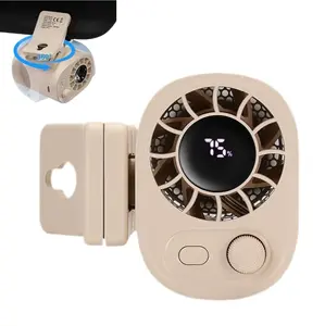 Car Clip on Fan with LED Display, Waist Clip Design for Wearable Use, 100 Speed Adjustable, Portable USB Rechargeable 1800mAh Battery Personal Cooling Mini Fans, Handheld & Clip-On Dual Use for Umbrella, Office, Camping, Gym, Beach, Homes