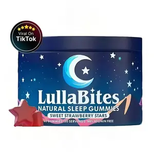 【1 Pack】 LullaBites Natural Sleep Gummies - 30 Servings -Sweet Strawberry Stars (Melatonin Free) - Made in US