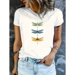 Women Casual Tshirts Alphabet Pattern Applique Details Spring Summer Fall Loose Fit Soft Fabric Daily Wear Streetwear