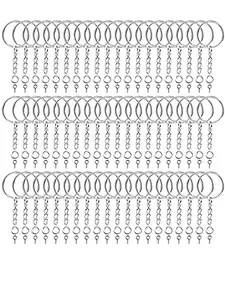 Keychain Bulk, Including Keychain Rings with Chain and Open Jump Ring with Screw Eye Pins for Crafts and Jewelry Making DIY Jewelry Accessories