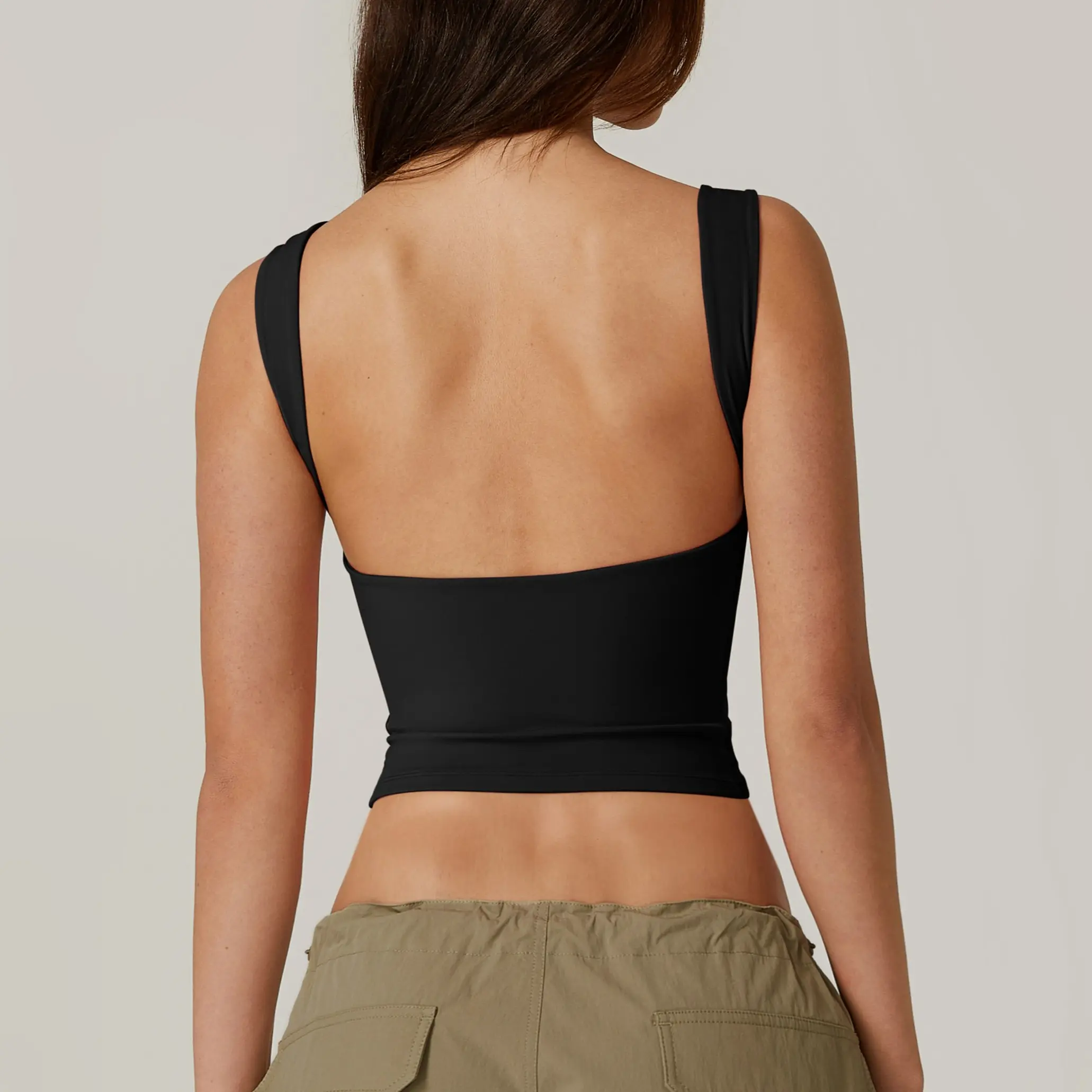 QINSEN Women's Sexy Open Back Sleeveless Crop Tank High Neck Slim Fit Cropped Tee Shirt Y2k Tops Comfort Fabric QINSEN Women's Sexy Open Back Sleeveless Crop Tank High Neck Slim Fit Cropped Tee Shirt Y2k Tops Comfort Fabric