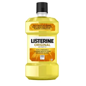 Listerine Original Antiseptic Oral Care Mouthwash to Kill of Germs That Cause Bad Breath, Plaque and Gingivitis, ADA-Accepted Mouthwash, Original Flavored Oral Rinse, 1 L Daily Cleanser