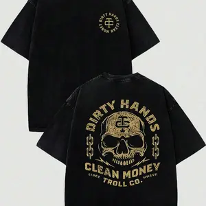 Dirty Hands Clean Money Graphic T-Shirt for Hard Workers Unisex Streetwear Soft Breathable 100% Cotton Retro Skull Design Fashionable Tee for Men Women