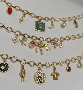 Circle Link Gold Chain - Custom Charm Necklace or Bracelet - Personalize