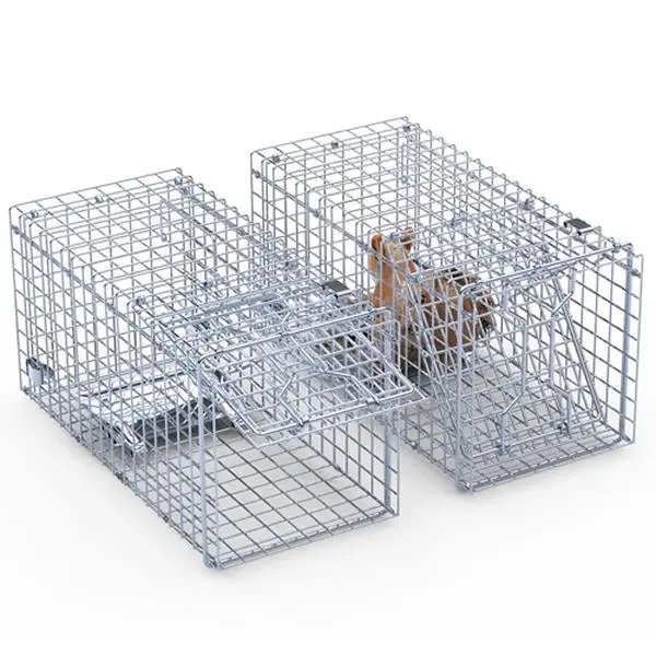 SmartCatchX 2Pcs Humane Single-Door Live Animal Trap, 18x8x10In Collapsible Galvanized Iron Cage for Small Squirrel, Raccoon, Bunny, Hamster (Pet Supplies, Small Animal Houses & Habitats) metal animal cage Suction Cup Bearded Dragon Mat Bed openable wheel