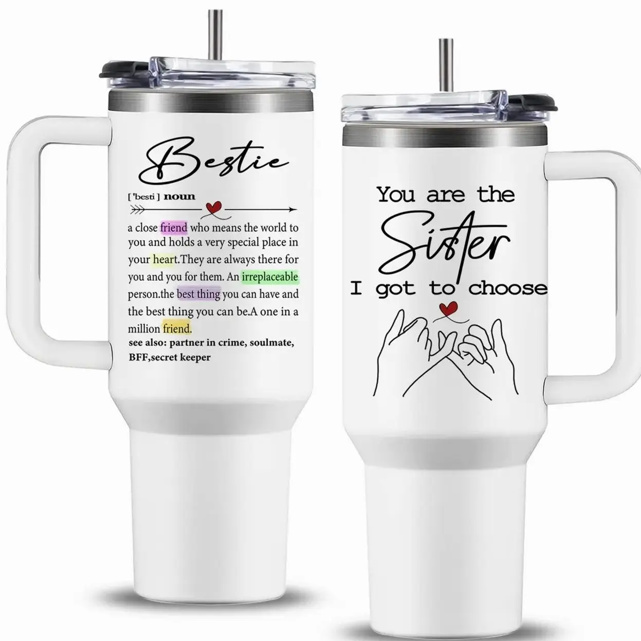 40oz Sturdy Stainless Steel Thermal Vacuum Flask - Portable Tumbler with Insulated Lid, Unique Best Friend Female Birthday Gift, Long Distance Present Idea