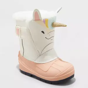 Cat & Jack Toddler Faux Fur Hook-And-Loop Ankle Winter Boots Waterproof