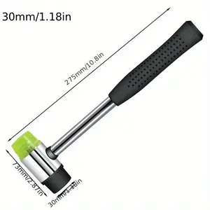 Double Sided Soft Touch Hammer - Leather DIY Tool with Black Plastic Coated Grip and Double Head Rubber Hammer for 30mm Handheld Projects Hand Tools