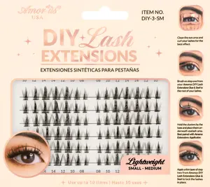 Amor Us # 3 DIY Lash Extensions Eyelashes - 2 Sizes: SM (8mm-14mm) & ML (10mm-16mm) - Faux Mink, Up to 10 Uses, Easy Application, Long-Lasting